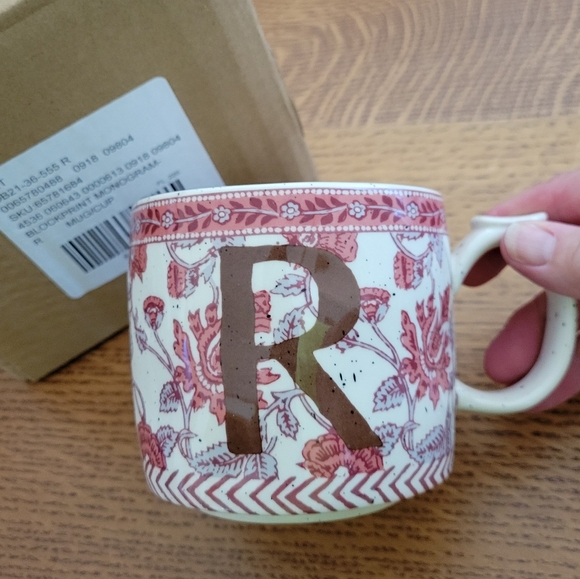 Anthropologie Blockprinted Monogram Mug "R" - Picture 5 of 10